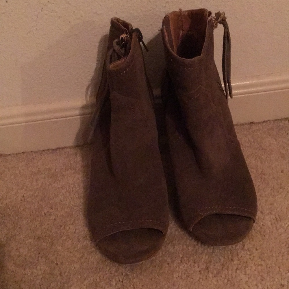 Faux suede western heels
